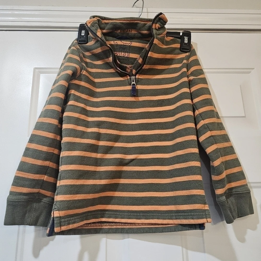 Boden youth boys brown and orange stripped pullover